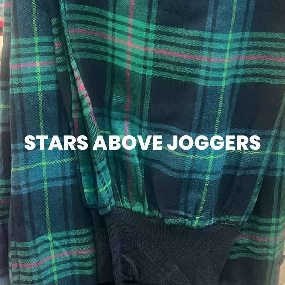 Stars Above Plaid Joggers - Green and Black